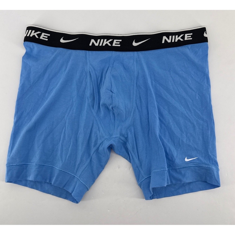 Nike Mens Cotton Stretch Boxer Briefs Light Blue Logo Waistband Underwear Medium